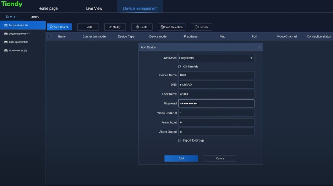 How to Add Tiandy Device Using EasyDDNS