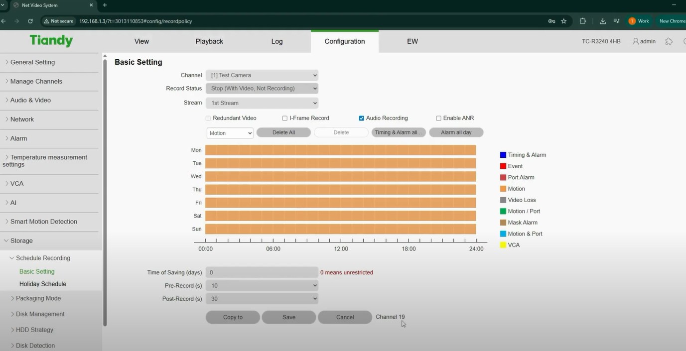 How to Record Motion Detection on Tiandy NVR
