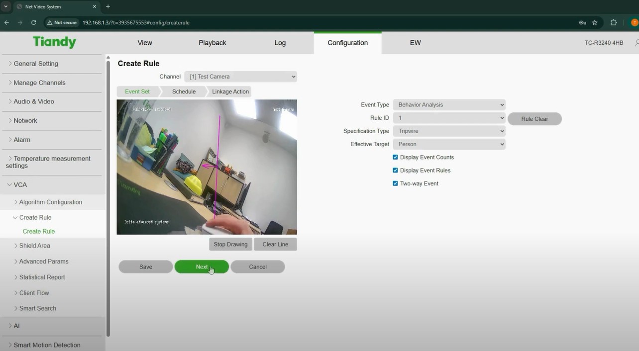 How to Activate Tripwire Function on Tiandy NVR